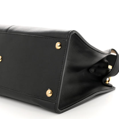 Fendi Vitello Seta Glazed Fabric FF 1974 Medium Peekaboo X-Lite Black Mogano Panna 9 of 9