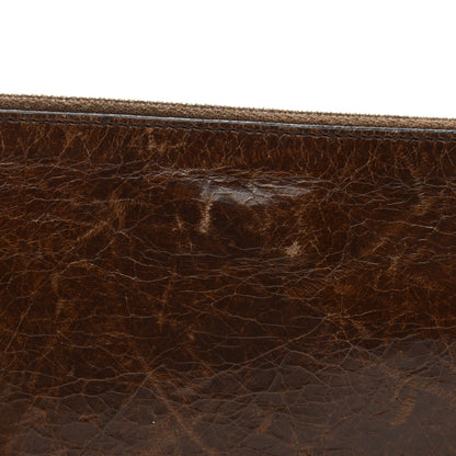 Prada Aged Calfskin Studded Zip Clutch Brown 8 of 11
