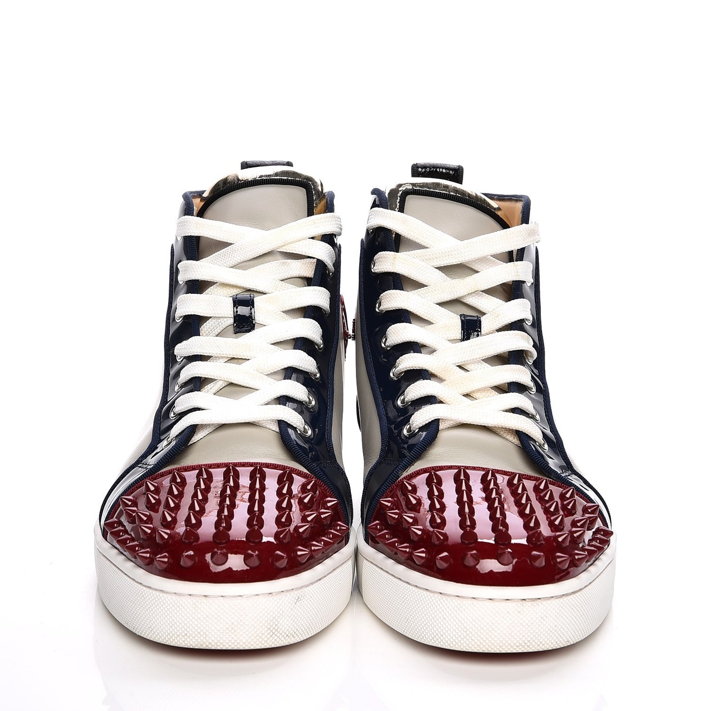 Calfskin Patent Spikes Flat Mens Sneakers 44 Multicolor