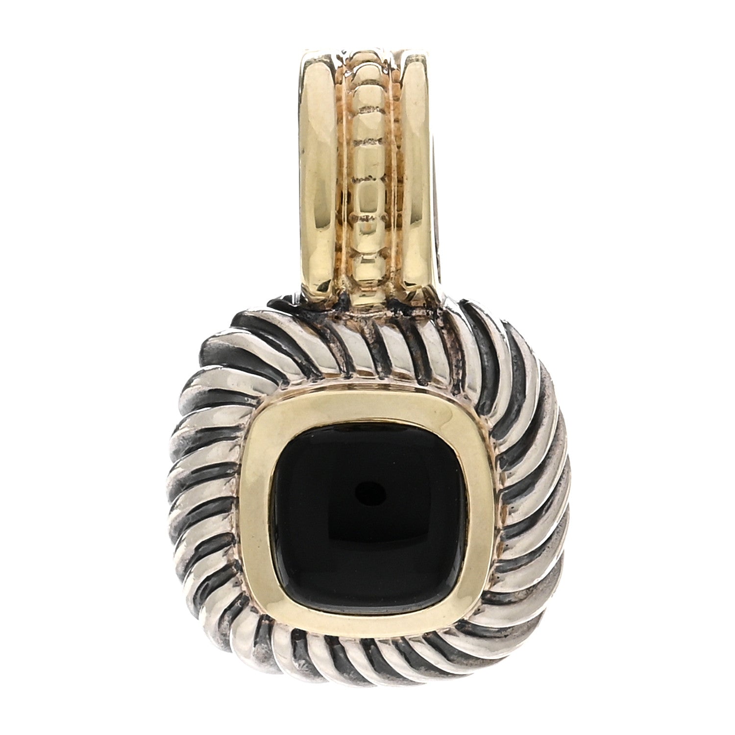 David Yurman Sterling Silver 14K Yellow Gold Black Onyx 7mm Albion Pendant 1 of 3