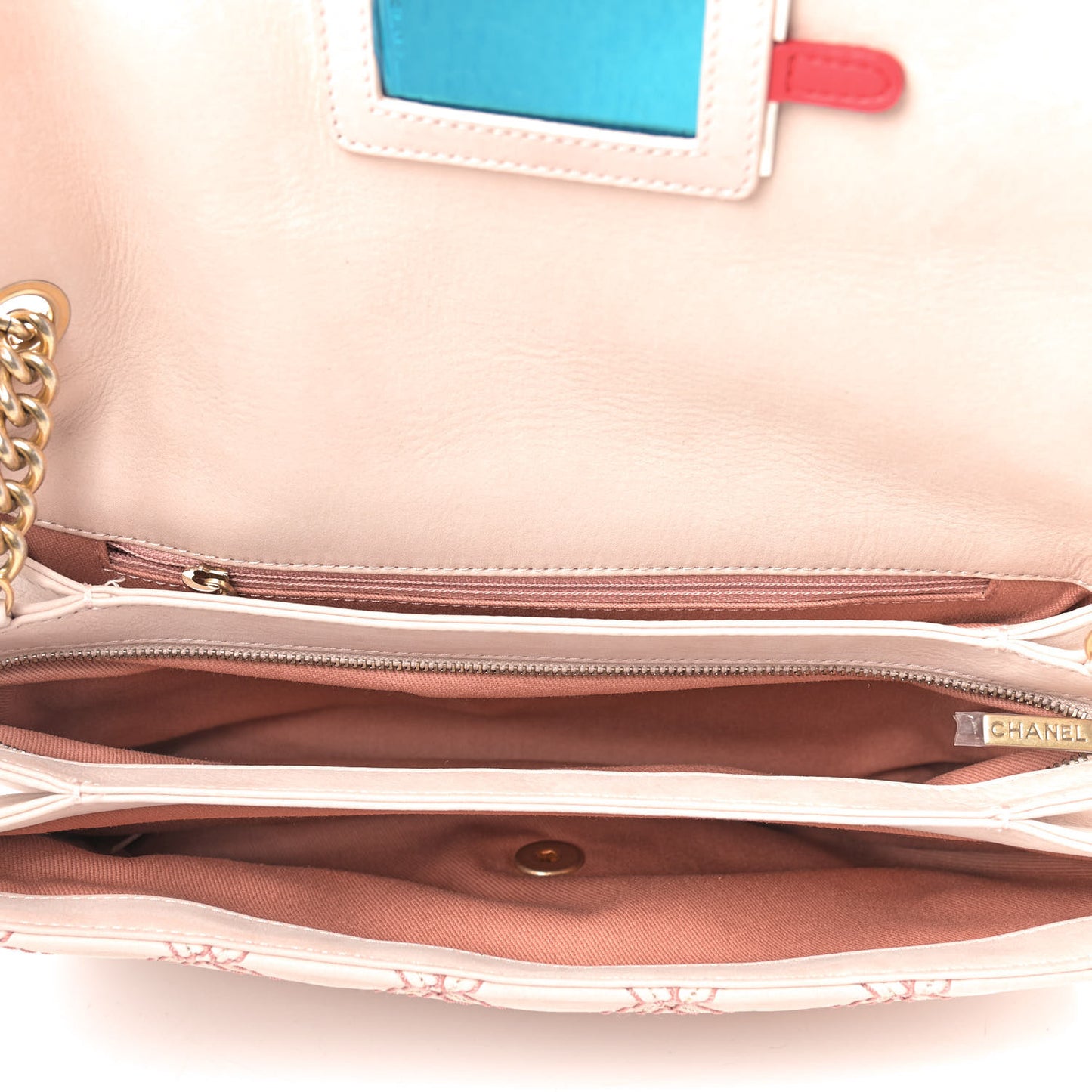 Calfskin Triple Stitched Medium Flap Pink