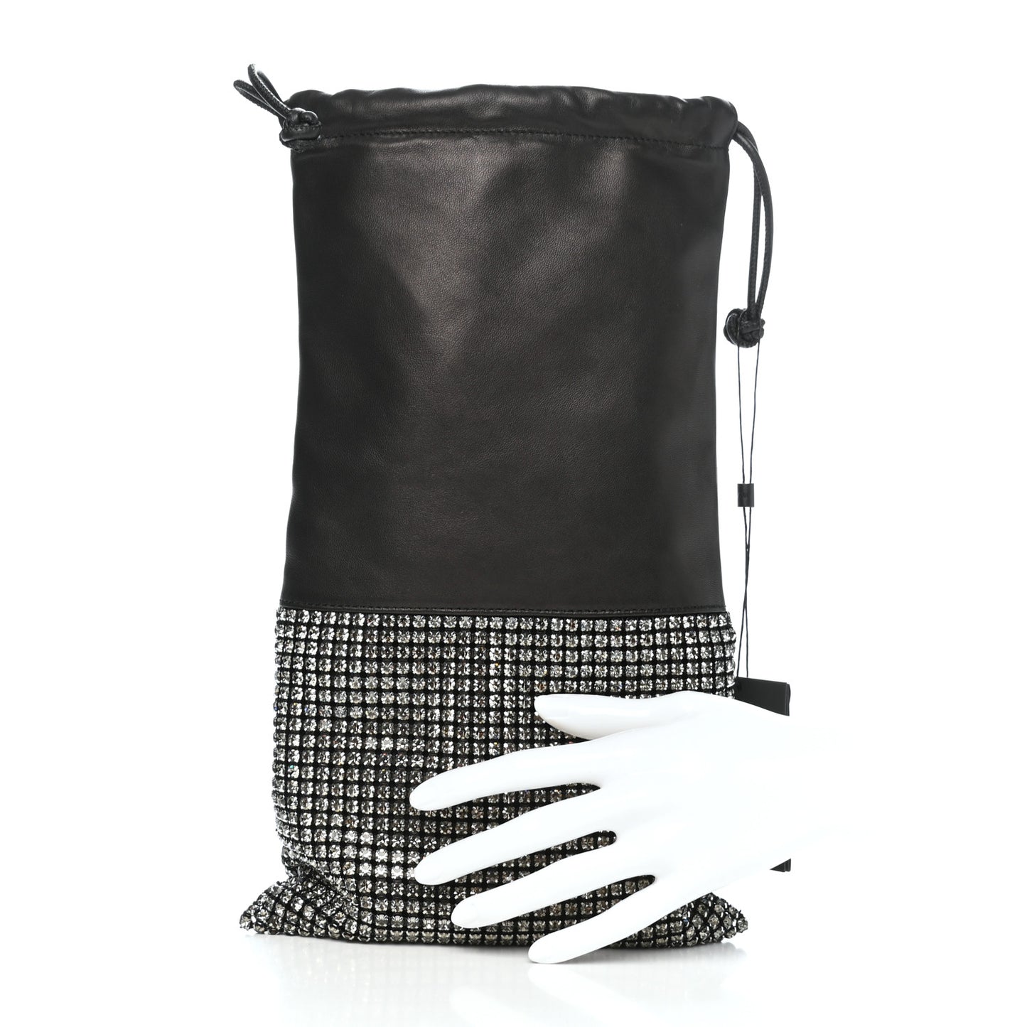 Lambskin Crystal Rhinestone Ryan Dustbag Pouch Black