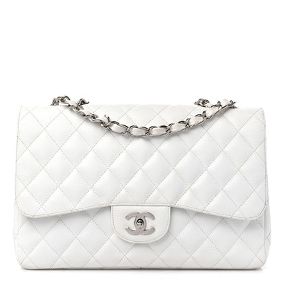 Chanel Caviar Quilted Jumbo Single Flap White 1 of 12
