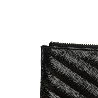 Saint Laurent Grain De Poudre Chevron Monogram Bill Pouch Black 10 of 10