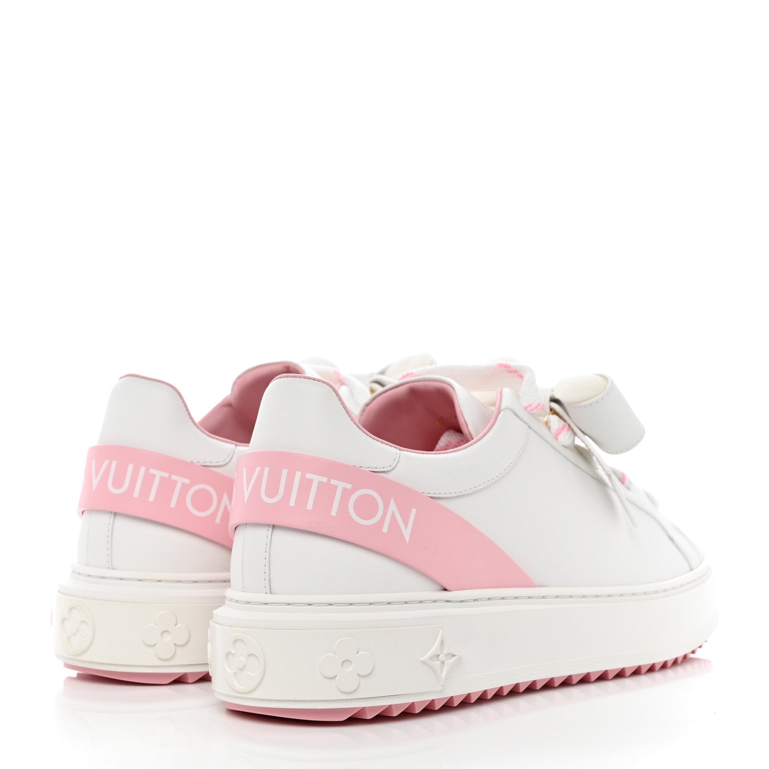 Louis Vuitton Calfskin Time Out Bow Sneakers 40 White Pink 4 of 8