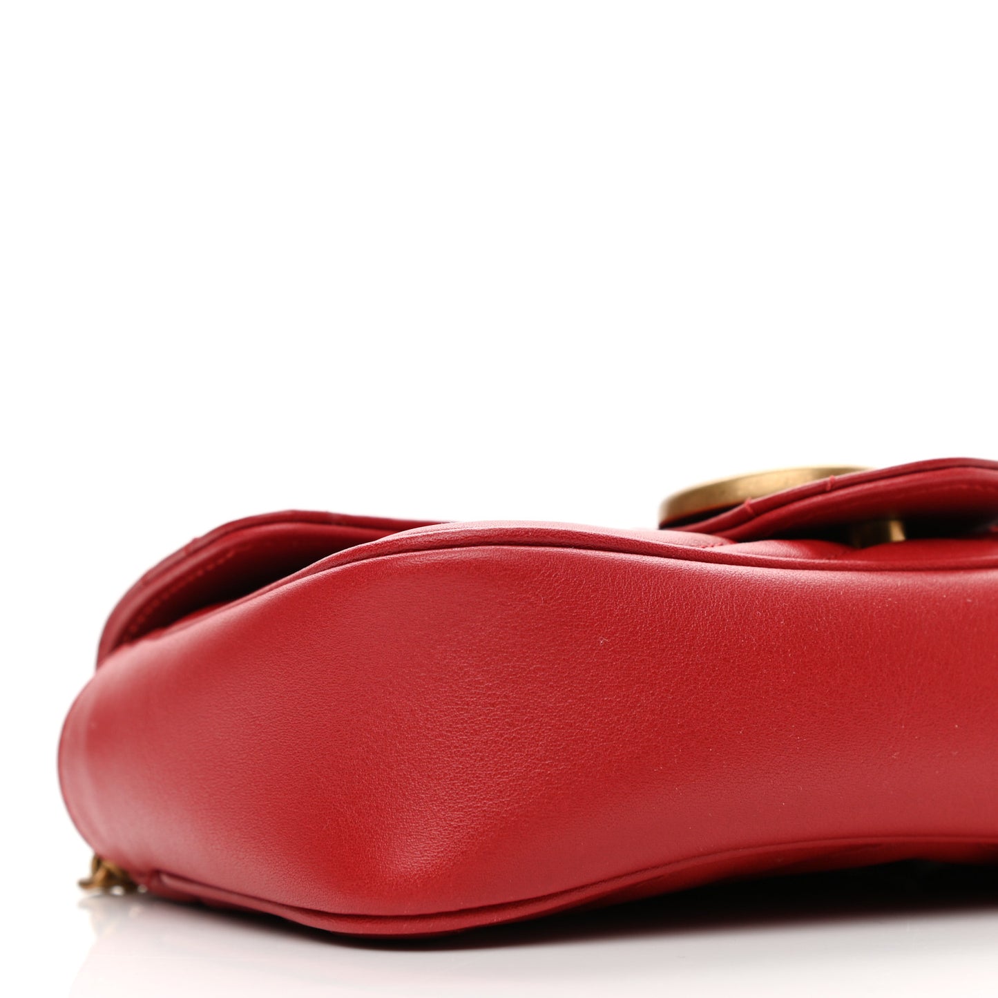 Calfskin Matelasse Super Mini GG Marmont Shoulder Bag Hibiscus Red