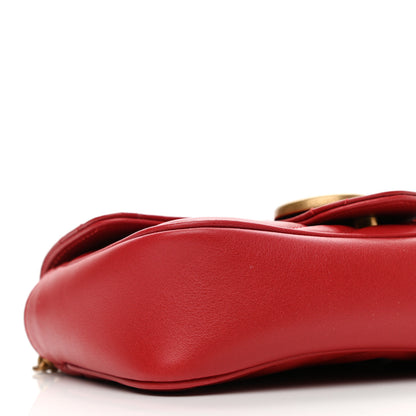 Gucci Calfskin Matelasse Super Mini GG Marmont Shoulder Bag Hibiscus Red 9 of 11