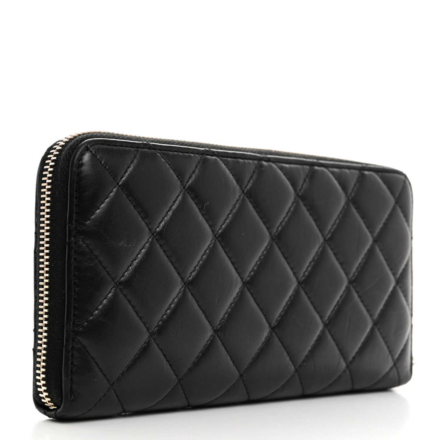 Aged Calfskin Quilted Lucky Charms 2.55 Reissue Zip Around Wallet Black