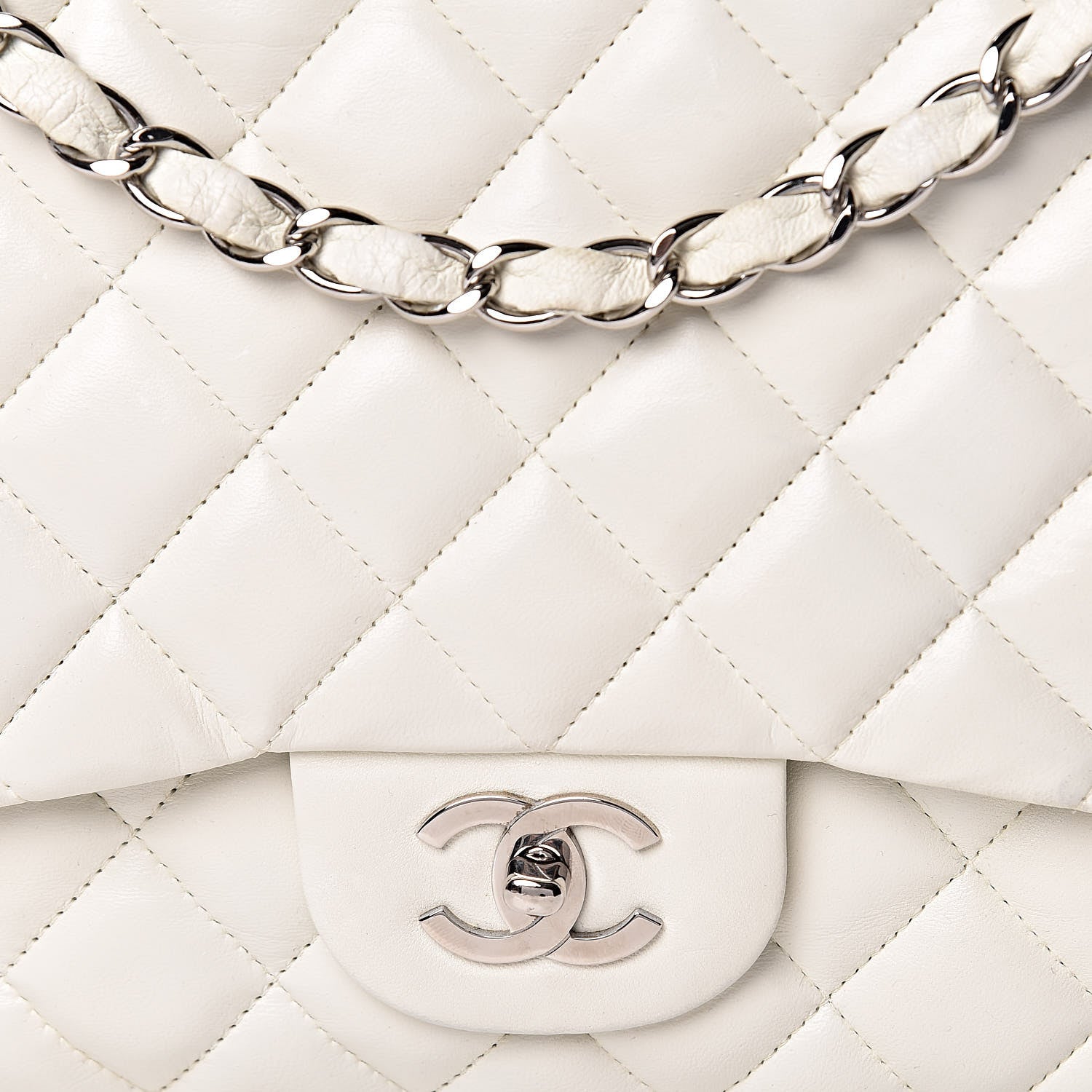 Chanel Lambskin Quilted Jumbo Single Flap White 19 of 19