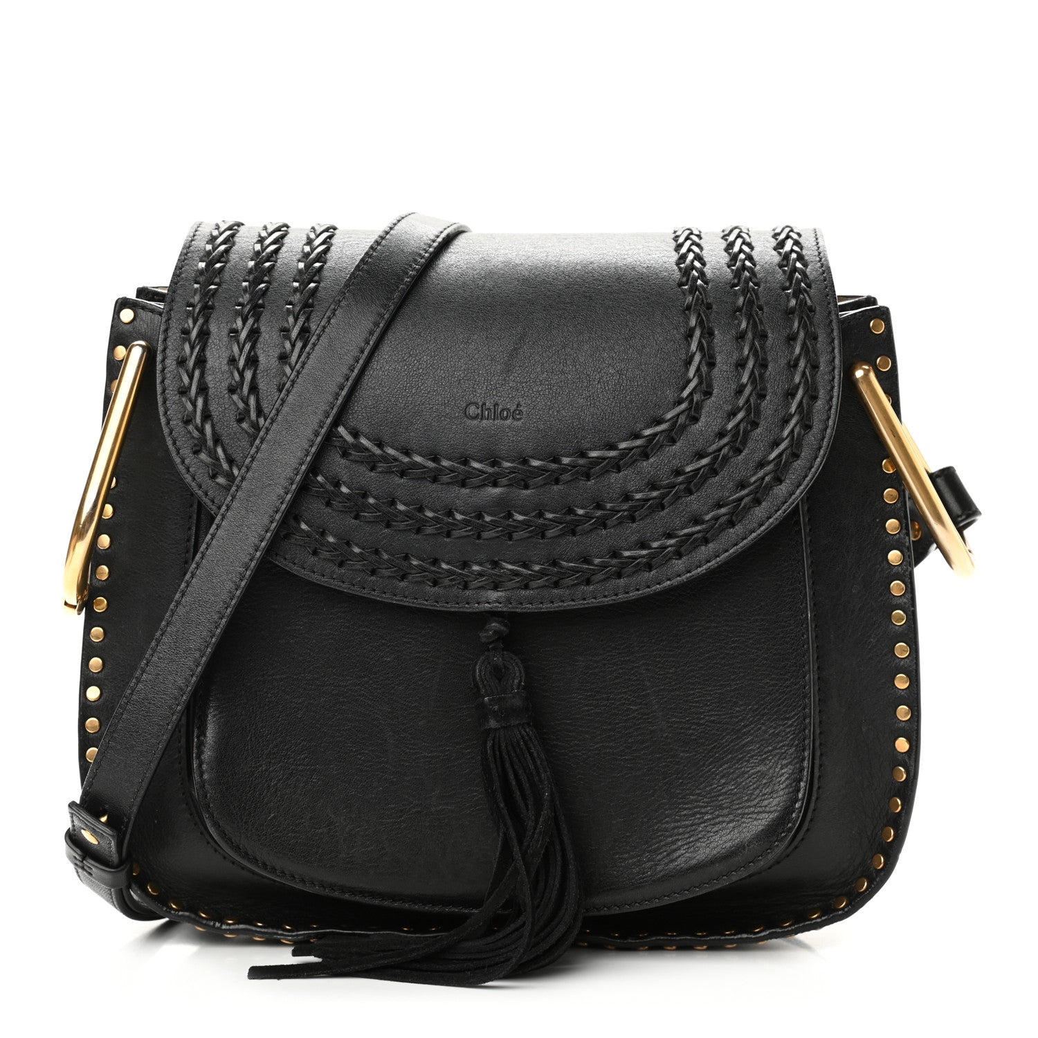 Chloe Calfskin Braided Medium Hudson Shoulder Bag Black 1 of 10