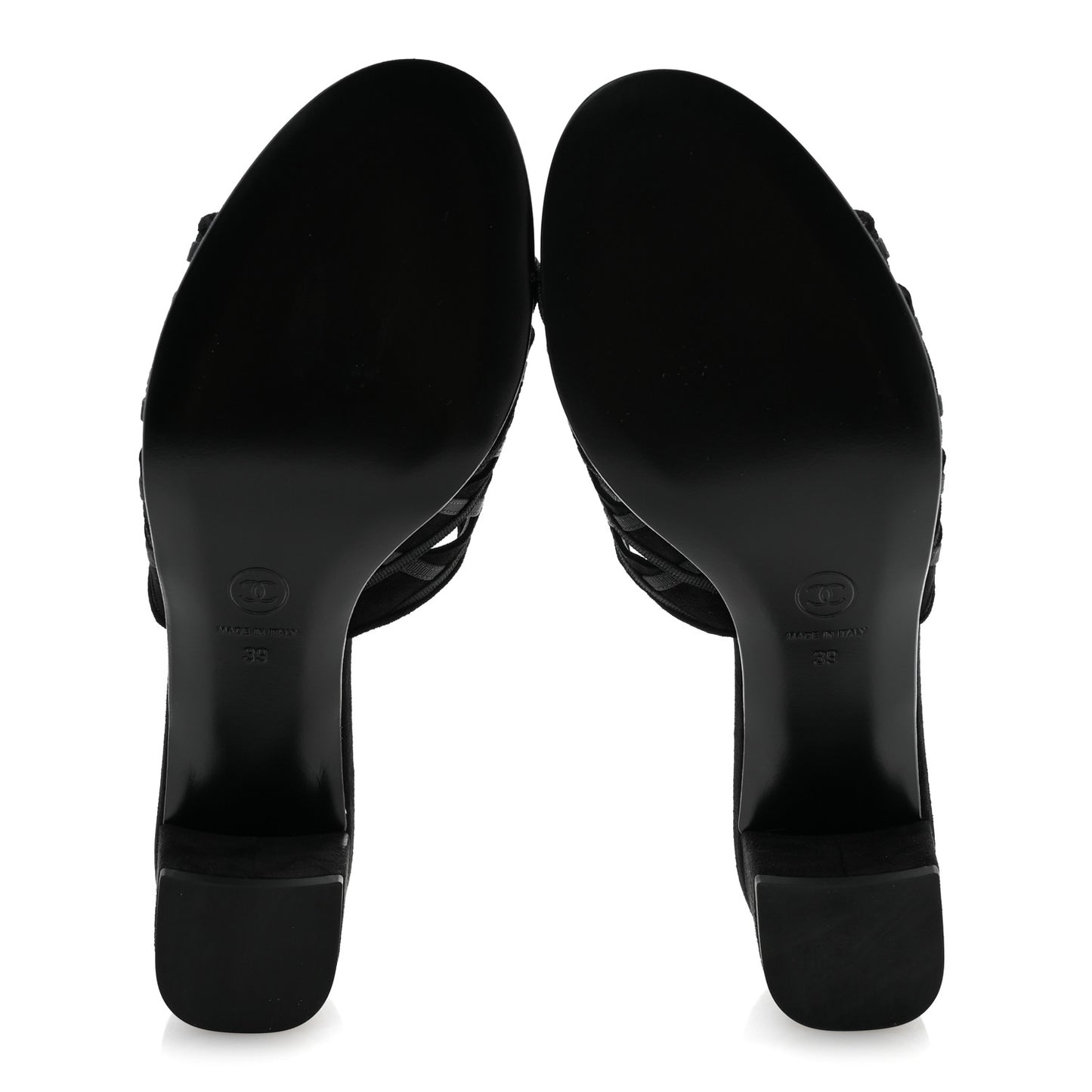 Suede Kidskin Grosgrain Sandals 39 Black