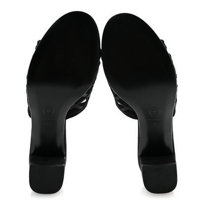 Chanel Suede Kidskin Grosgrain Sandals 39 Black 6 of 12