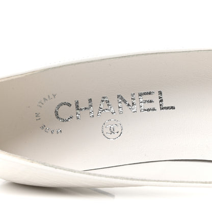 Chanel Shiny Lambskin Grosgrain Pearl Mary Janes Flats 37.5 White Black 8 of 10
