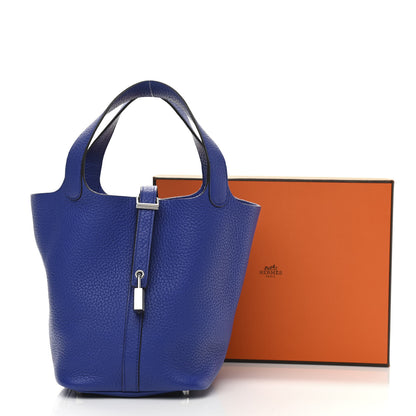 Hermes Taurillon Clemence Picotin Lock 18 PM Bleu Electrique 12 of 12