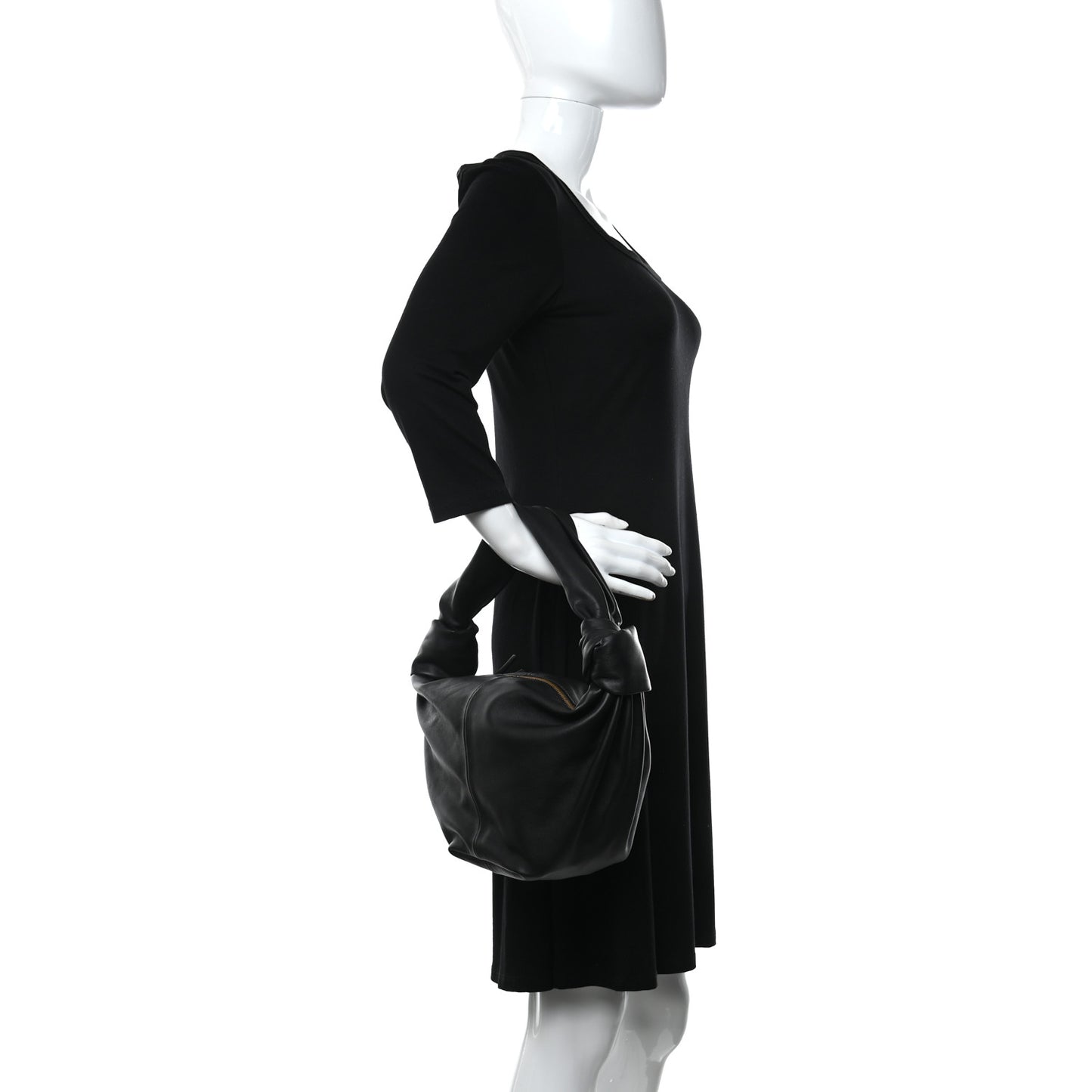 Calfskin Teen Double Knot Hobo Black