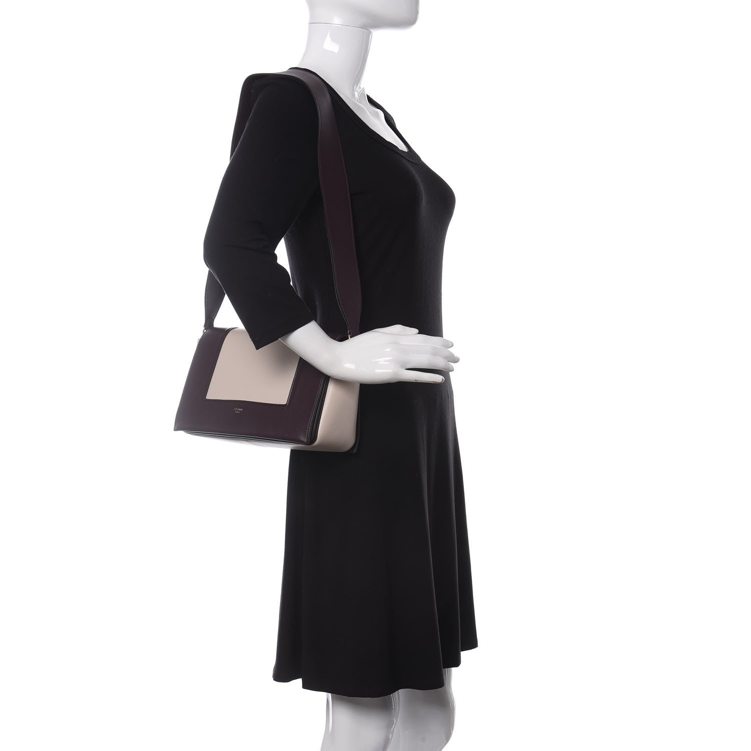 Celine Shiny Smooth Calfskin Medium Frame Shoulder Bag Velvet Desert 2 of 10