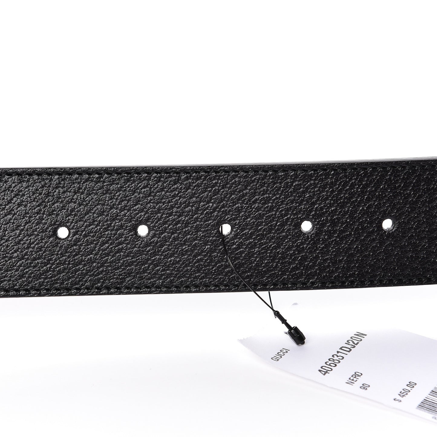 Textured Dollar Calfskin Nickel Double G 40mm Belt 90 36 Black