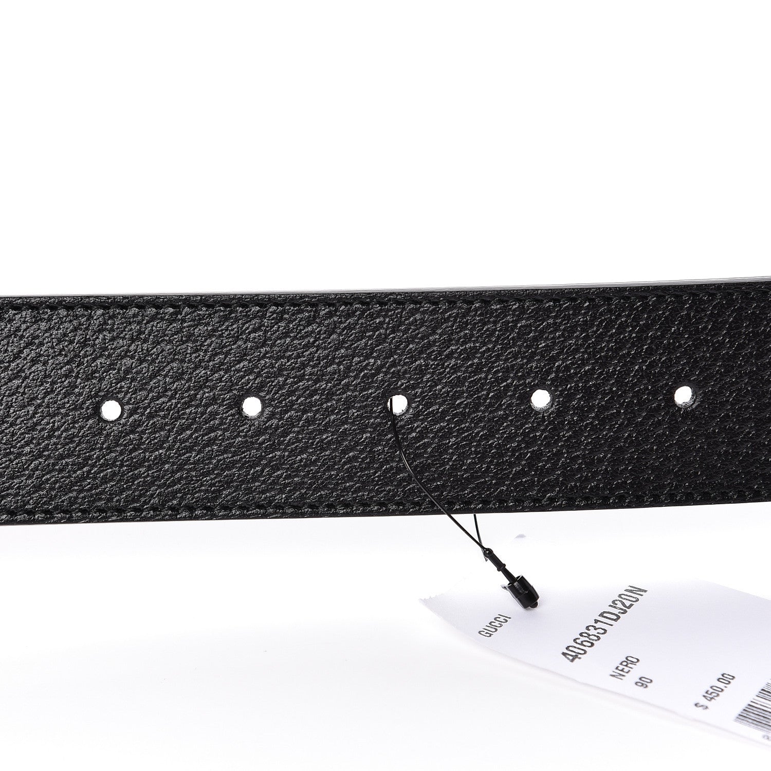Gucci Textured Dollar Calfskin Nickel Double G 40mm Belt 90 36 Black 5 of 6