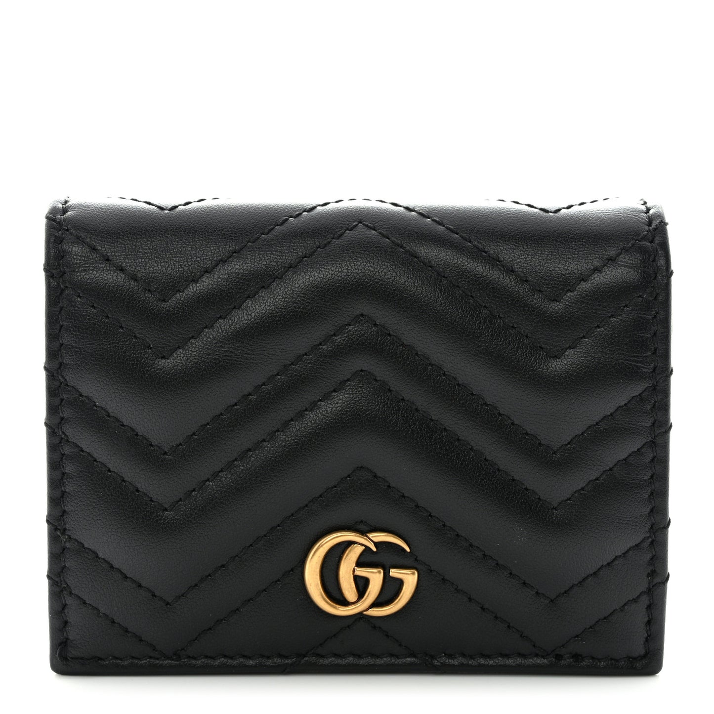 Calfskin Matelasse GG Marmont Card Case Black