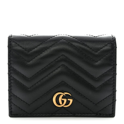 Gucci Calfskin Matelasse GG Marmont Card Case Black 1 of 9