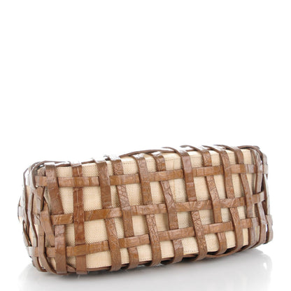 Nancy Gonzalez Crocodile Woven Tote Chocolate 4 of 7