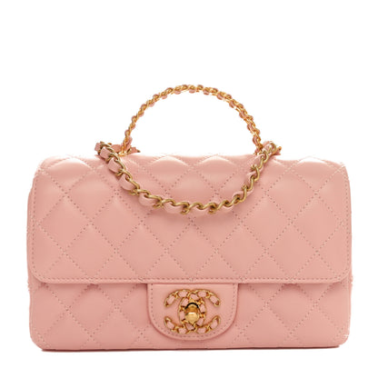 Chanel Lambskin Quilted Mini Strass On Top Flap Light Pink 1 of 11