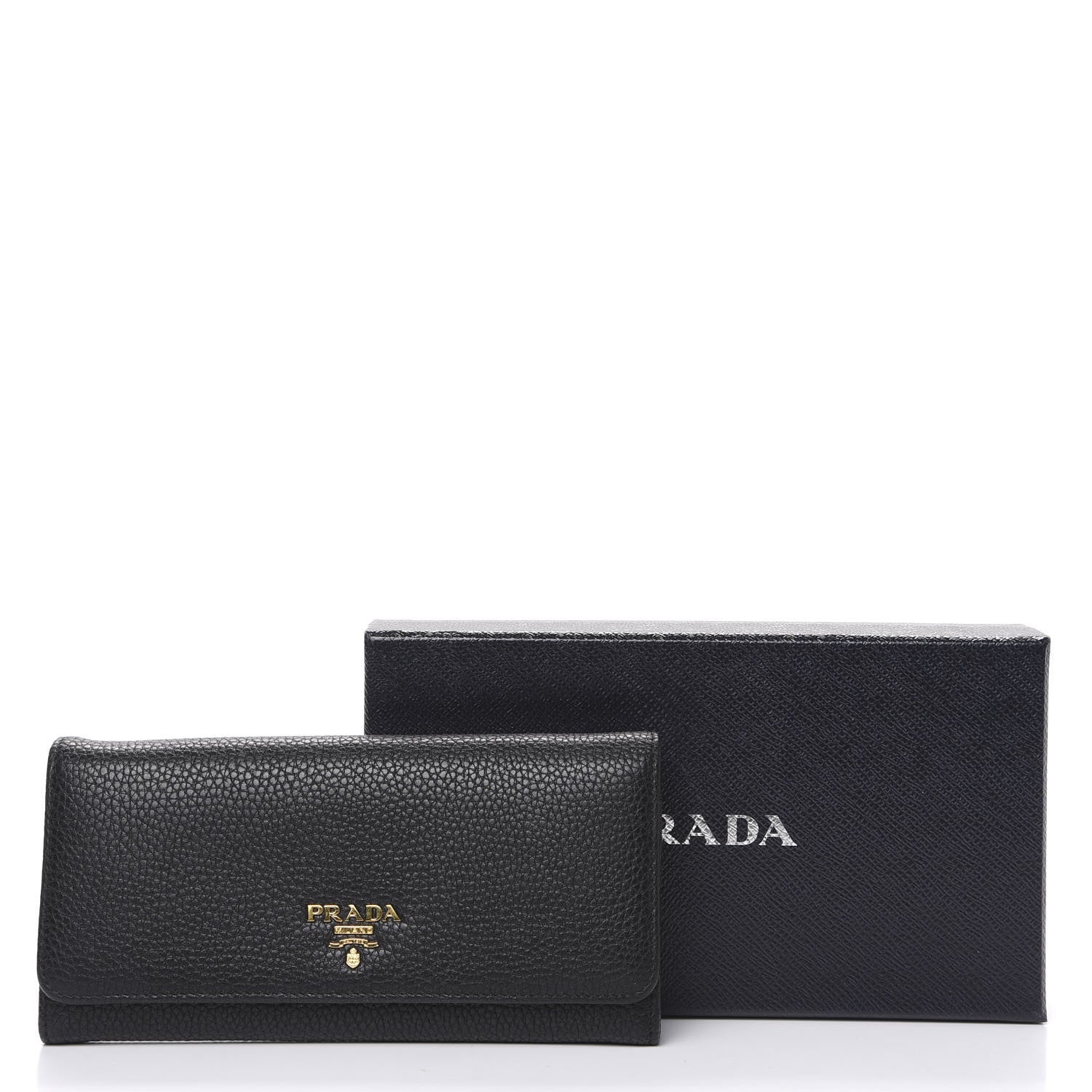 Prada Vitello Daino Continental Flap Wallet Black 7 of 7