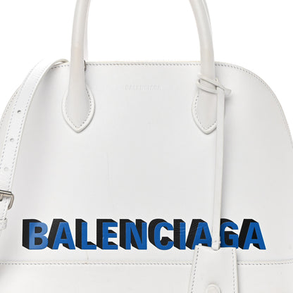 Balenciaga Smooth Calfskin 3D Logo S Ville Top Handle Bag White Screen Blue Black 8 of 20