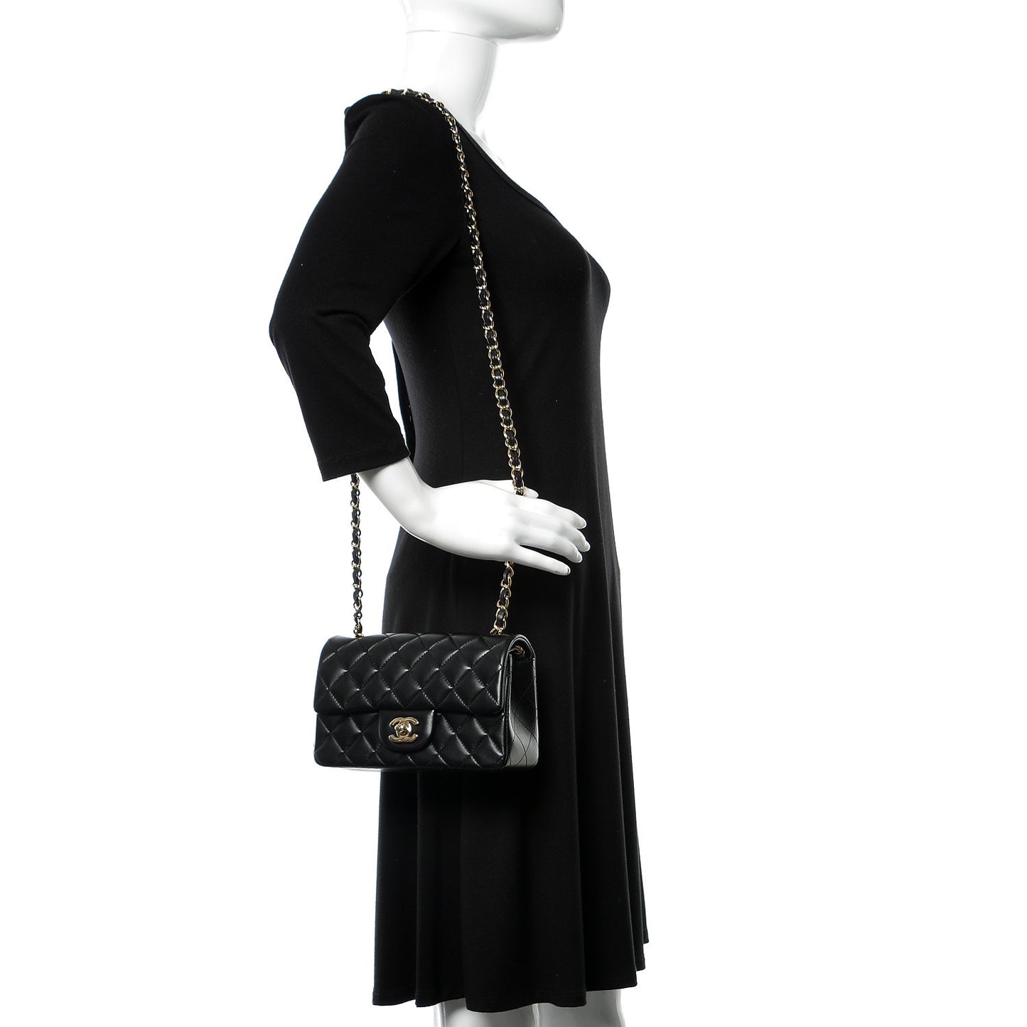 Lambskin Quilted Mini Rectangular Flap Black