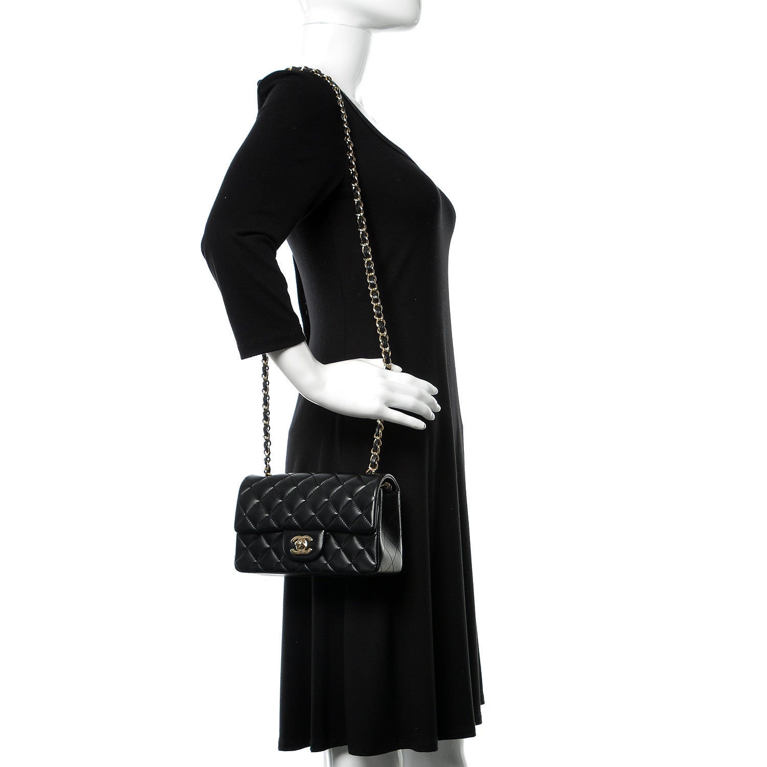 Chanel Lambskin Quilted Mini Rectangular Flap Black 2 of 10