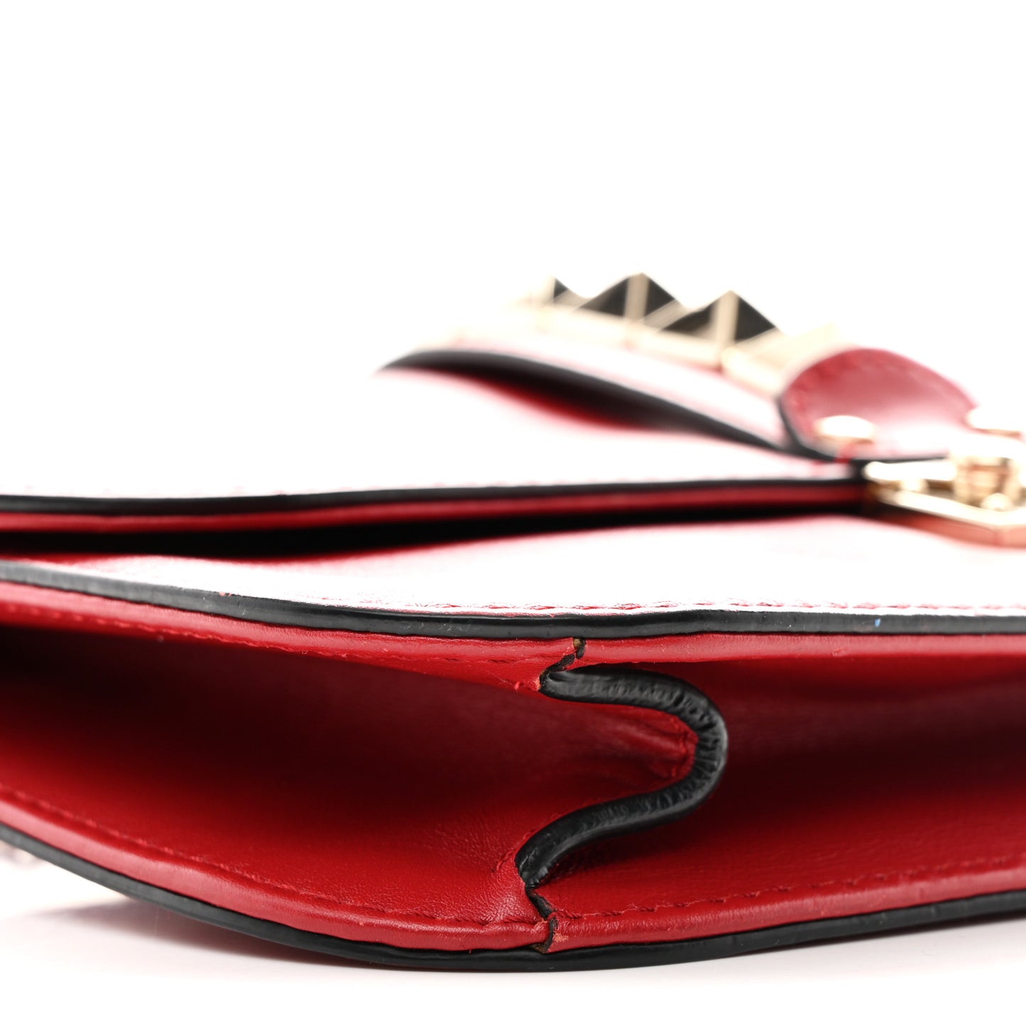 Vitello Medium Glam Lock Rockstud Flap Rubino