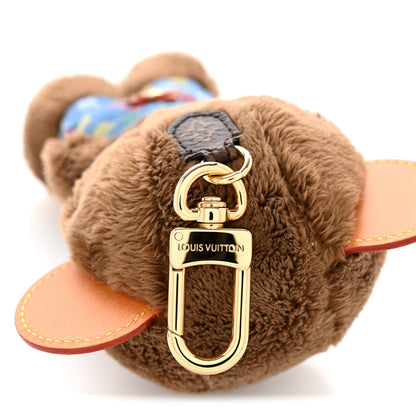 Louis Vuitton Faux Fur LV Louis Bear Super Vision Bag Charm Key Holder Blue 3 of 4