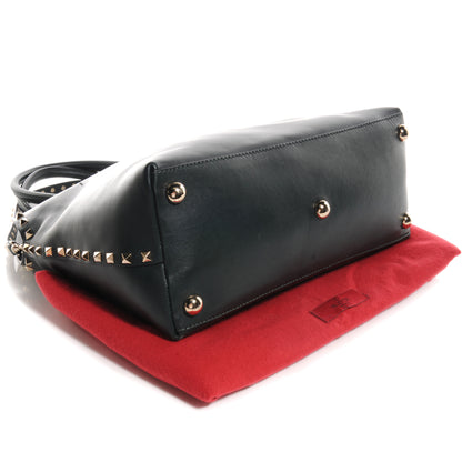 Valentino Garavani Leather Rockstud Dome Satchel Navy 4 of 9