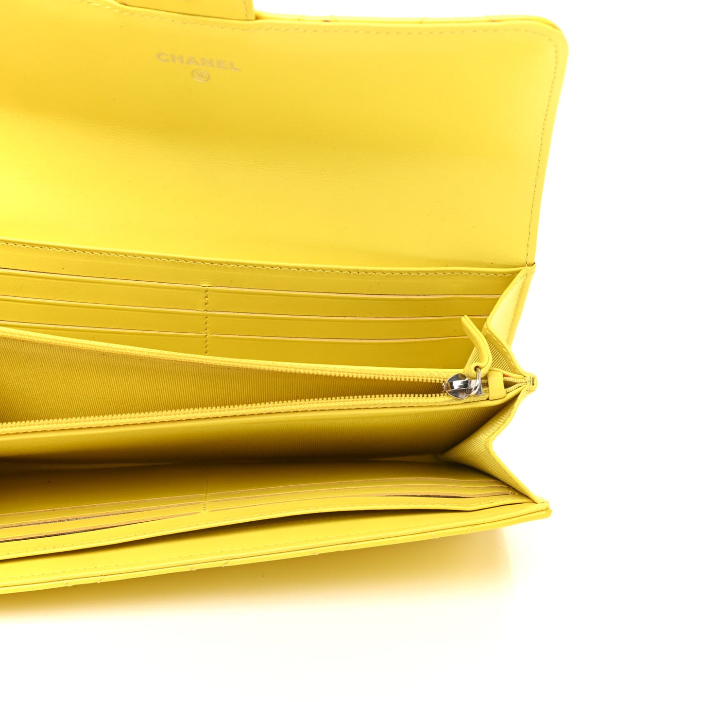 Patent Quilted Large Gusset Flap Wallet Yellow