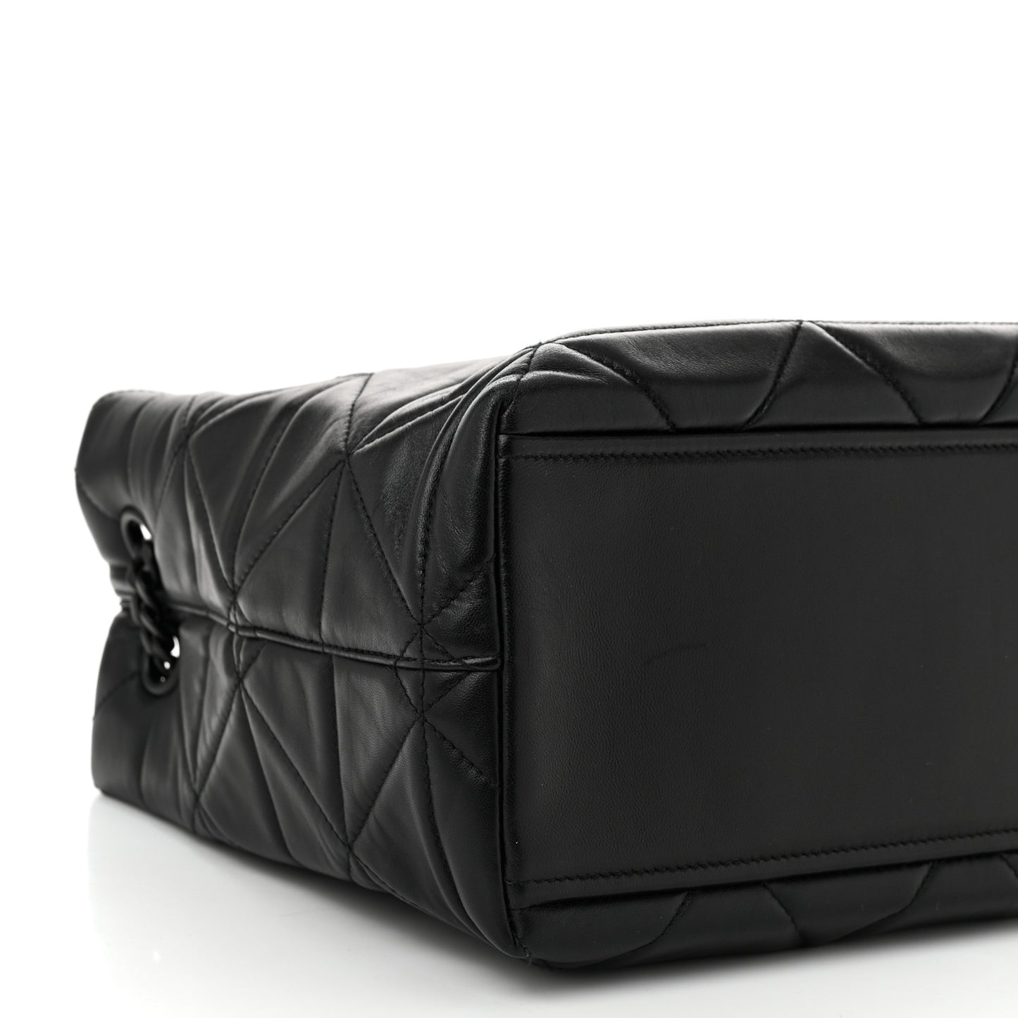 Nappa Quilted Monochrome Chain Tote Bag Black