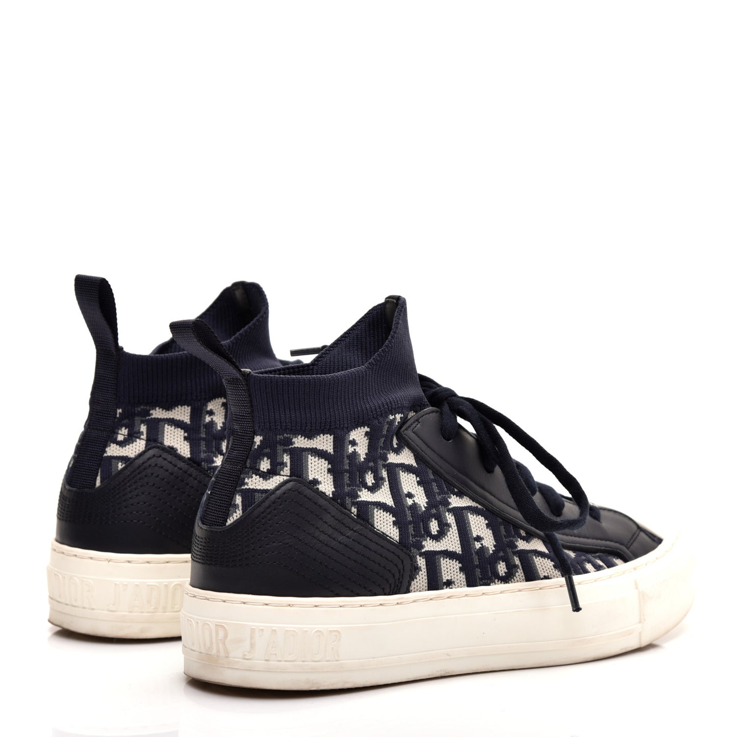 Technical Canvas Mesh Calfskin Womens Oblique Walk'n Dior High Top Sneakers 36.5 Deep Blue