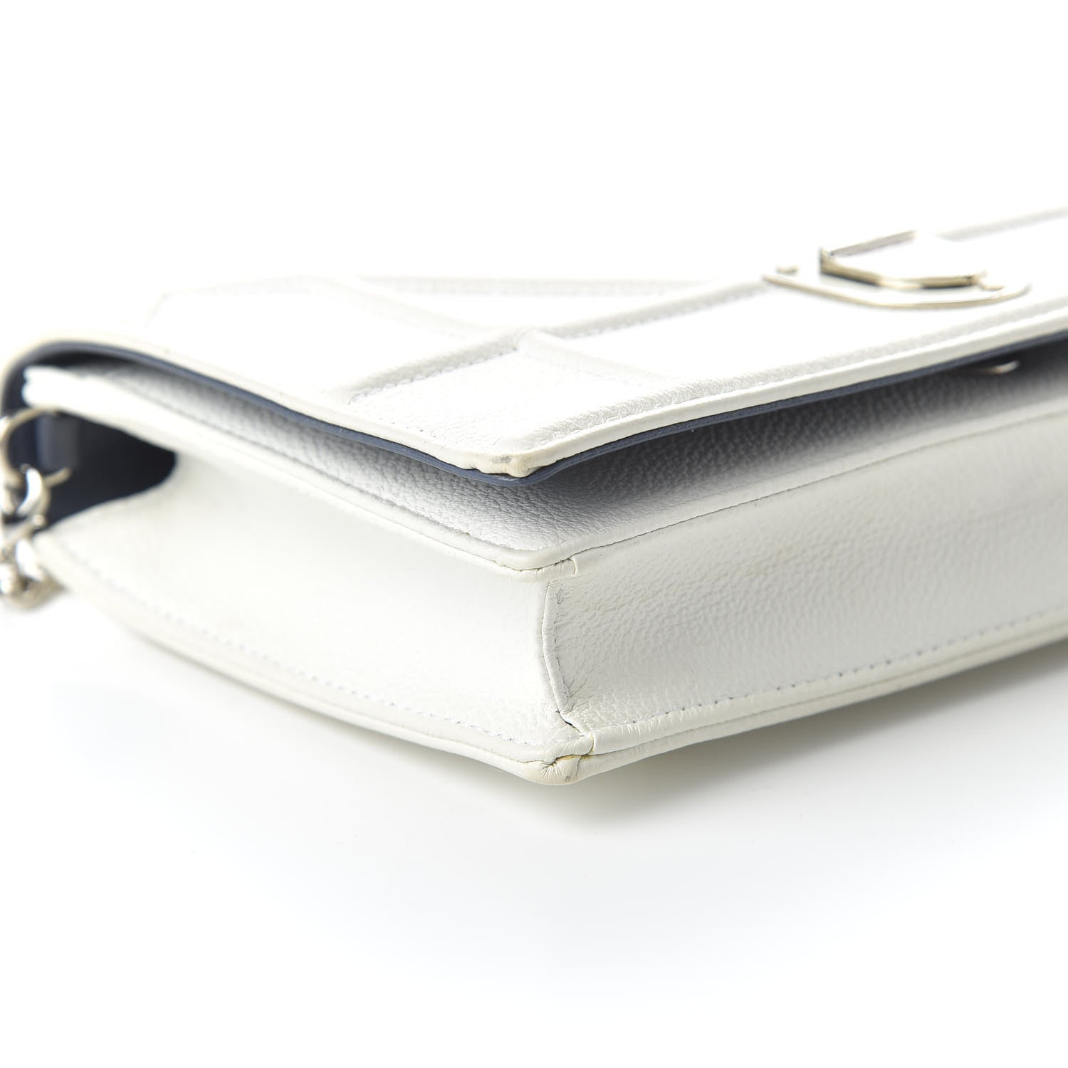 Christian Dior Grained Calfskin Diorama Wallet on Chain Pouch White 6 of 10