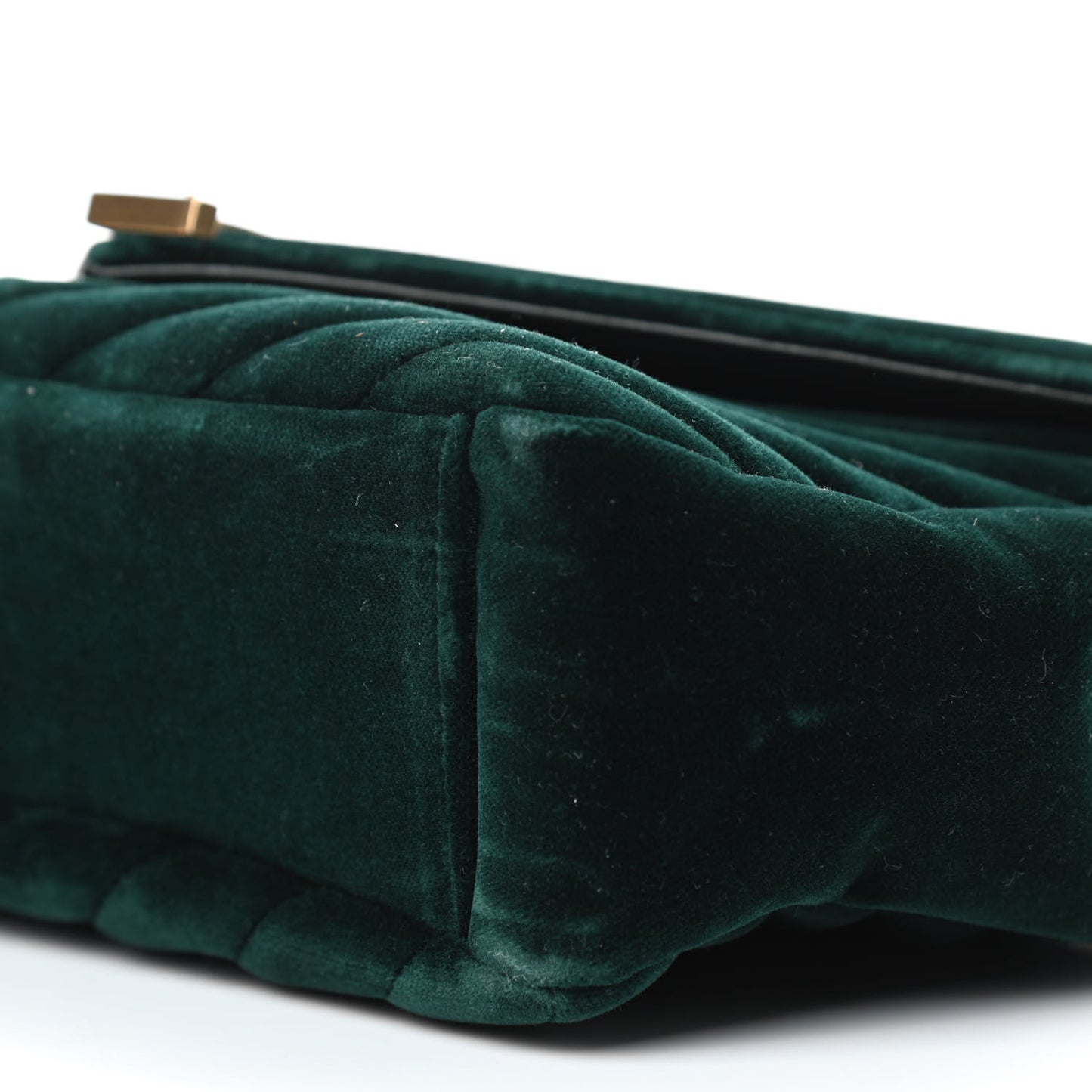 Velvet Matelasse Chevron Medium Monogram Chain Bag New Dark Green