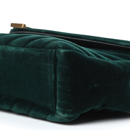 Saint Laurent Velvet Matelasse Chevron Medium Monogram Chain Bag New Dark Green 10 of 10