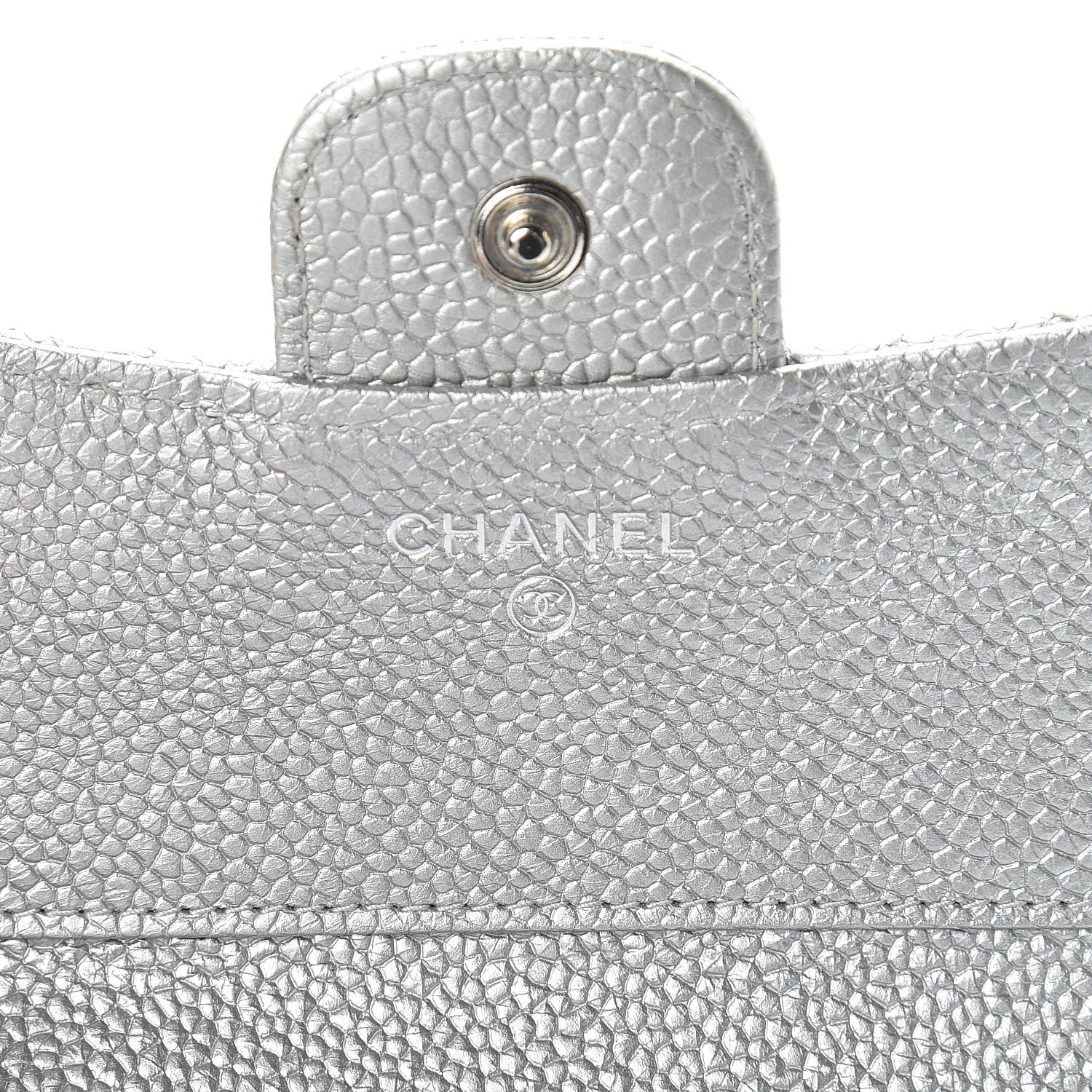 Chanel Metallic Caviar Quilted Compact Flap Wallet Silver 6 of 11