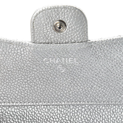 Chanel Metallic Caviar Quilted Compact Flap Wallet Silver 6 of 11
