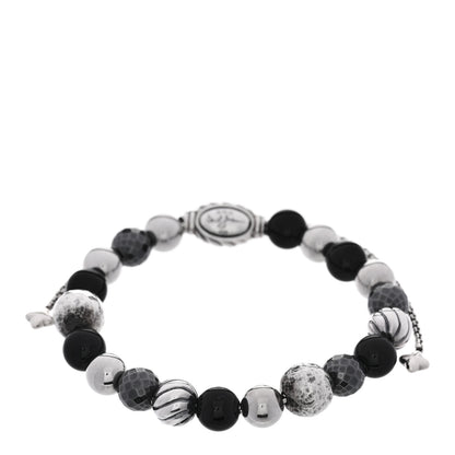 David Yurman Sterling Silver Black Onyx Hematine 8mm Elements Bead Bracelet 1 of 3