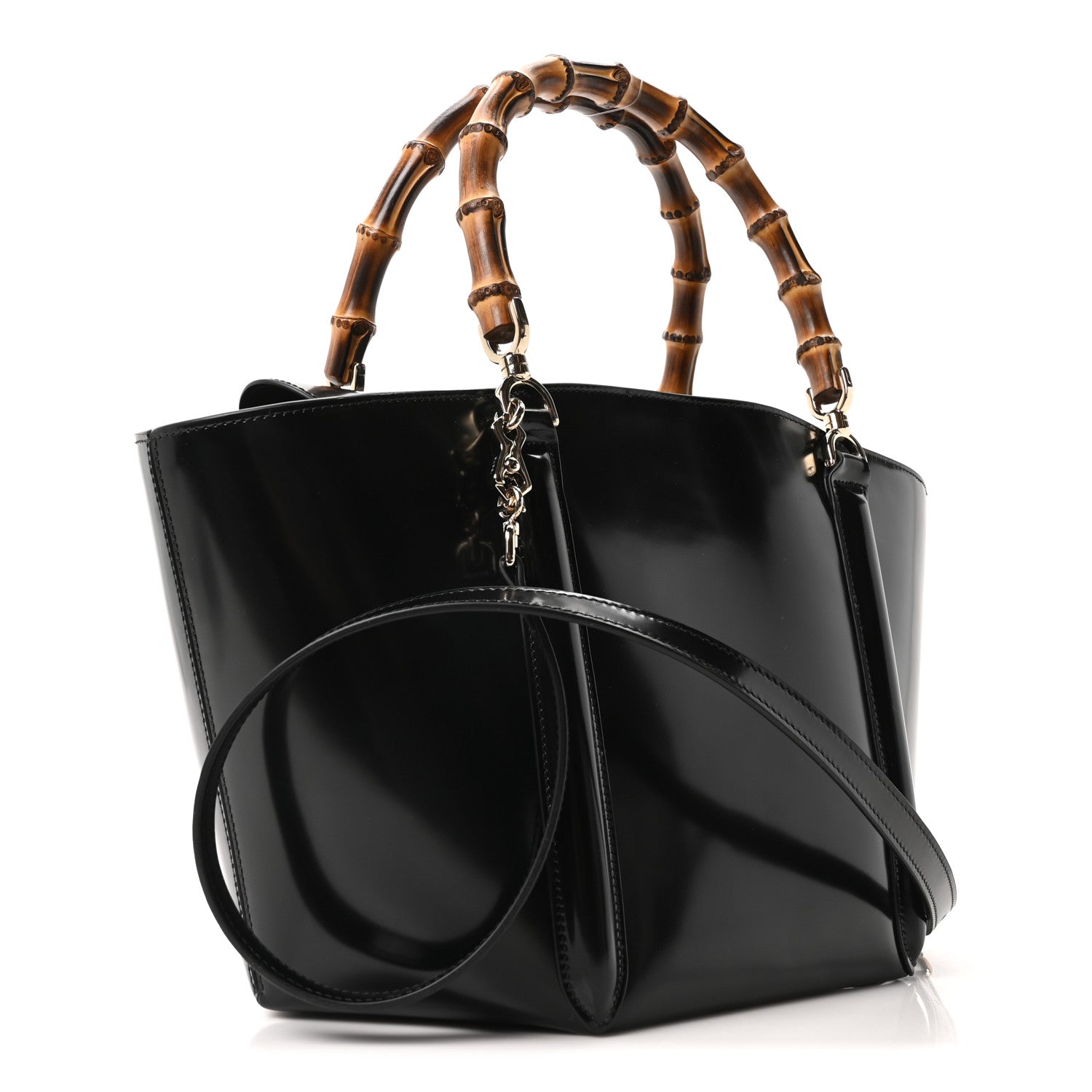 Gucci Spice Lux Nappa Bamboo Basket Bag Black 3 of 10