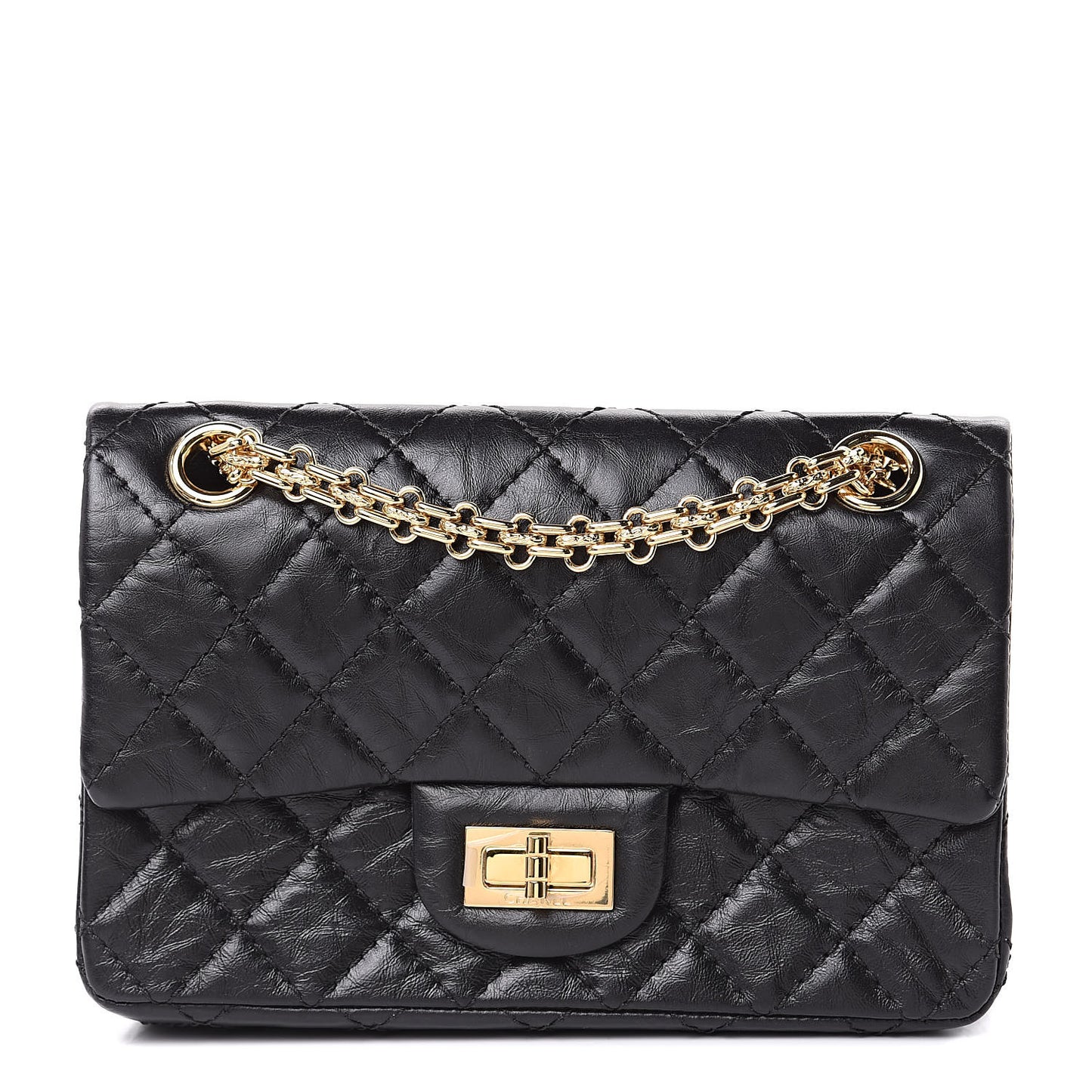 Aged Calfskin Quilted 2.55 Reissue Mini Flap Black
