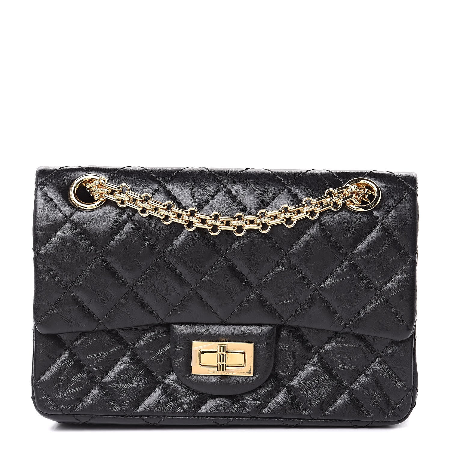 Chanel Aged Calfskin Quilted 2.55 Reissue Mini Flap Black 1 of 12