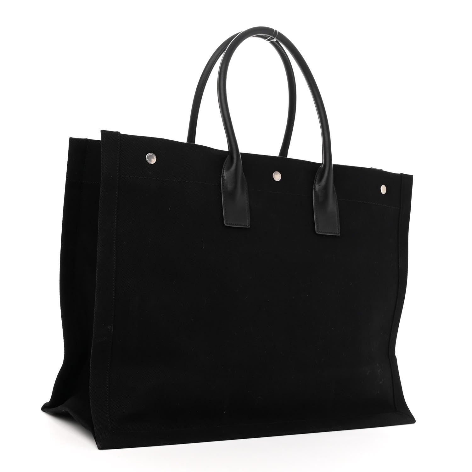 Saint Laurent Linen Calfskin Rive Gauche Tote Black 3 of 9