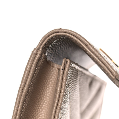 Saint Laurent Grain De Poudre Matelasse Chevron Small Monogram Envelope Wallet Dark Beige 11 of 13