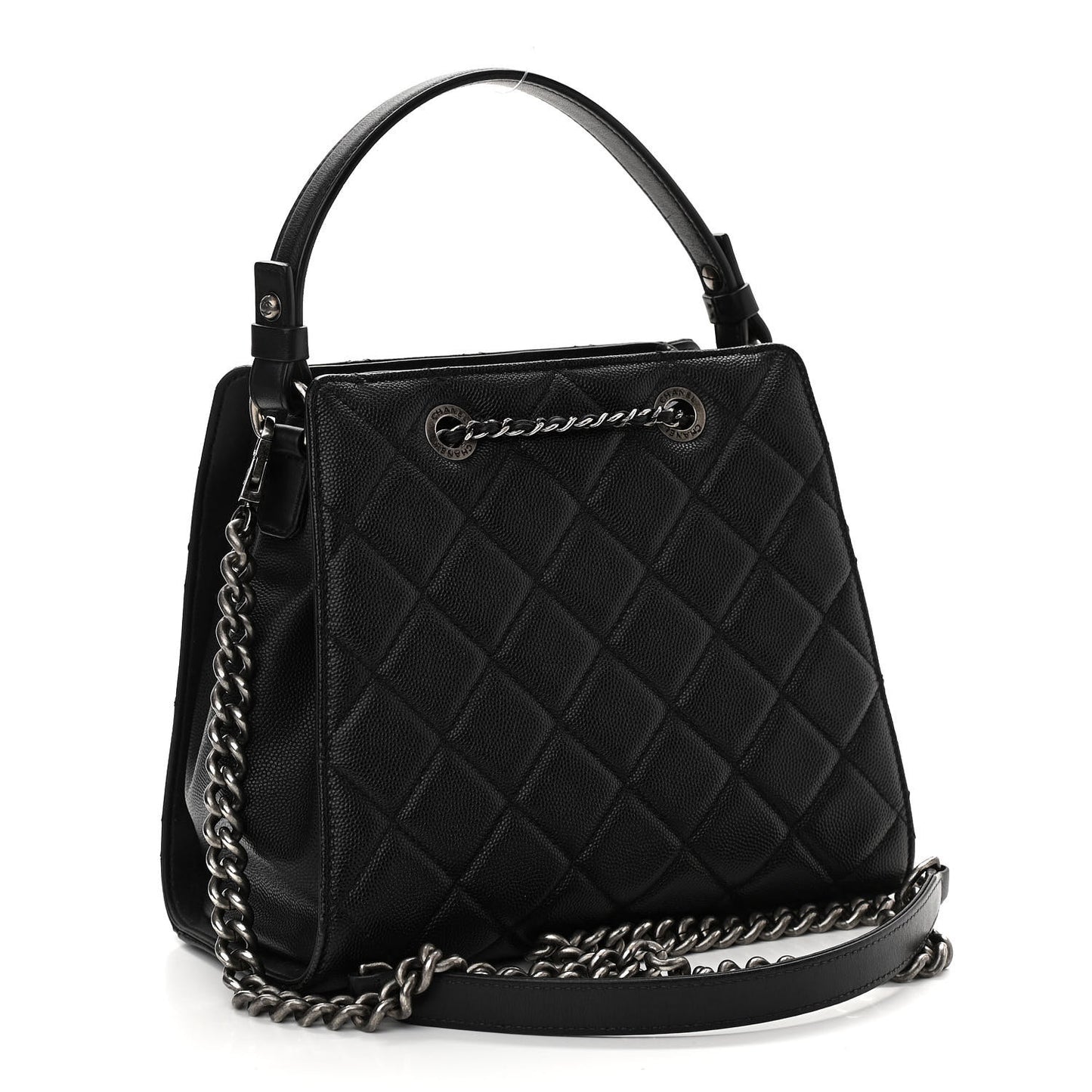 Caviar Quilted Small CC Bucket Bag Black