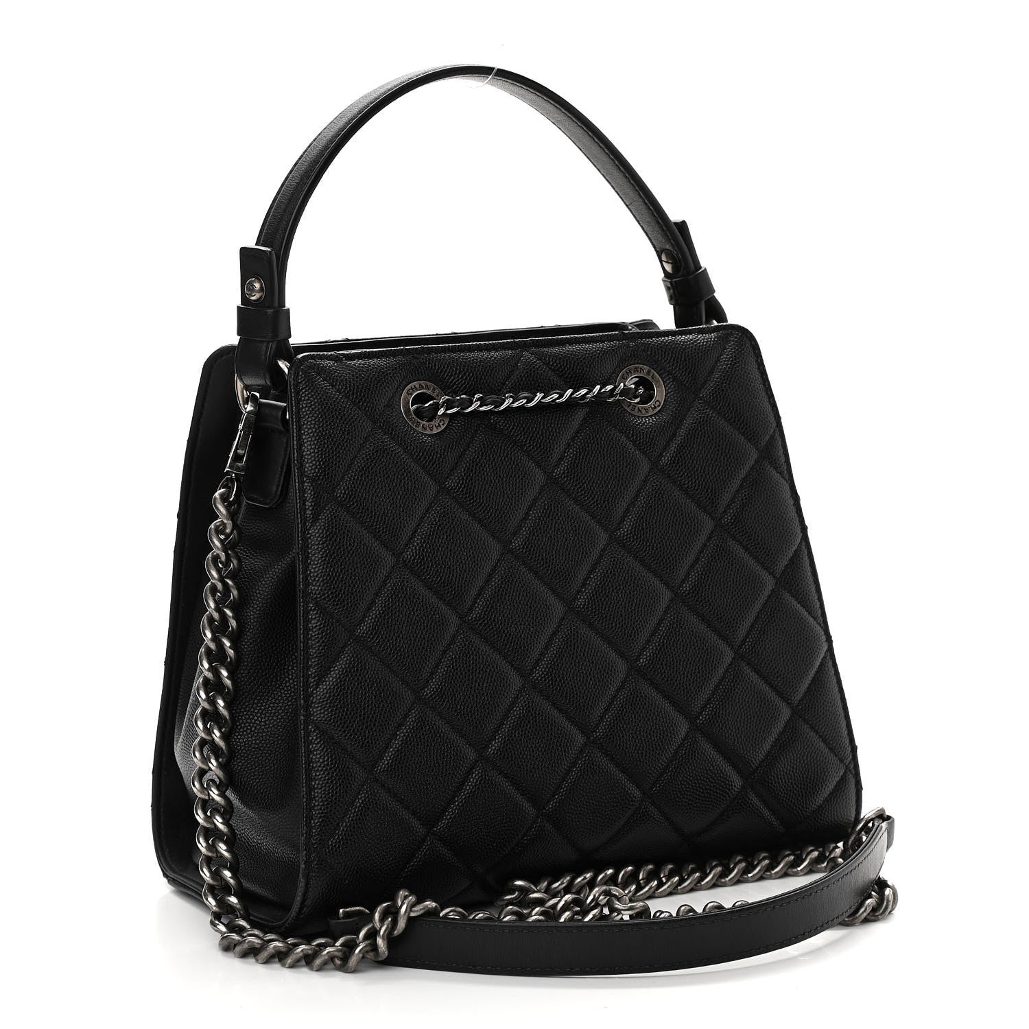 Chanel Caviar Quilted Small CC Bucket Bag Black 3 of 11
