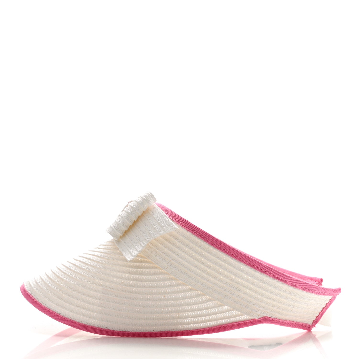 Chanel Straw Grosgrain Visor M White Pink 4 of 8